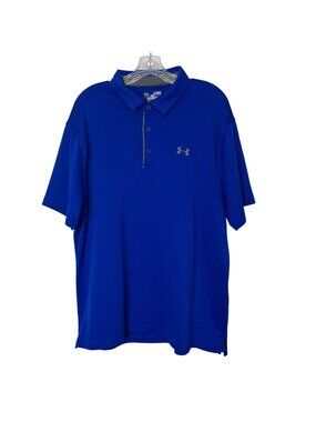 Under Armour Golf Polo Shirt Mens XL Blue Loose Fit Summer Casual